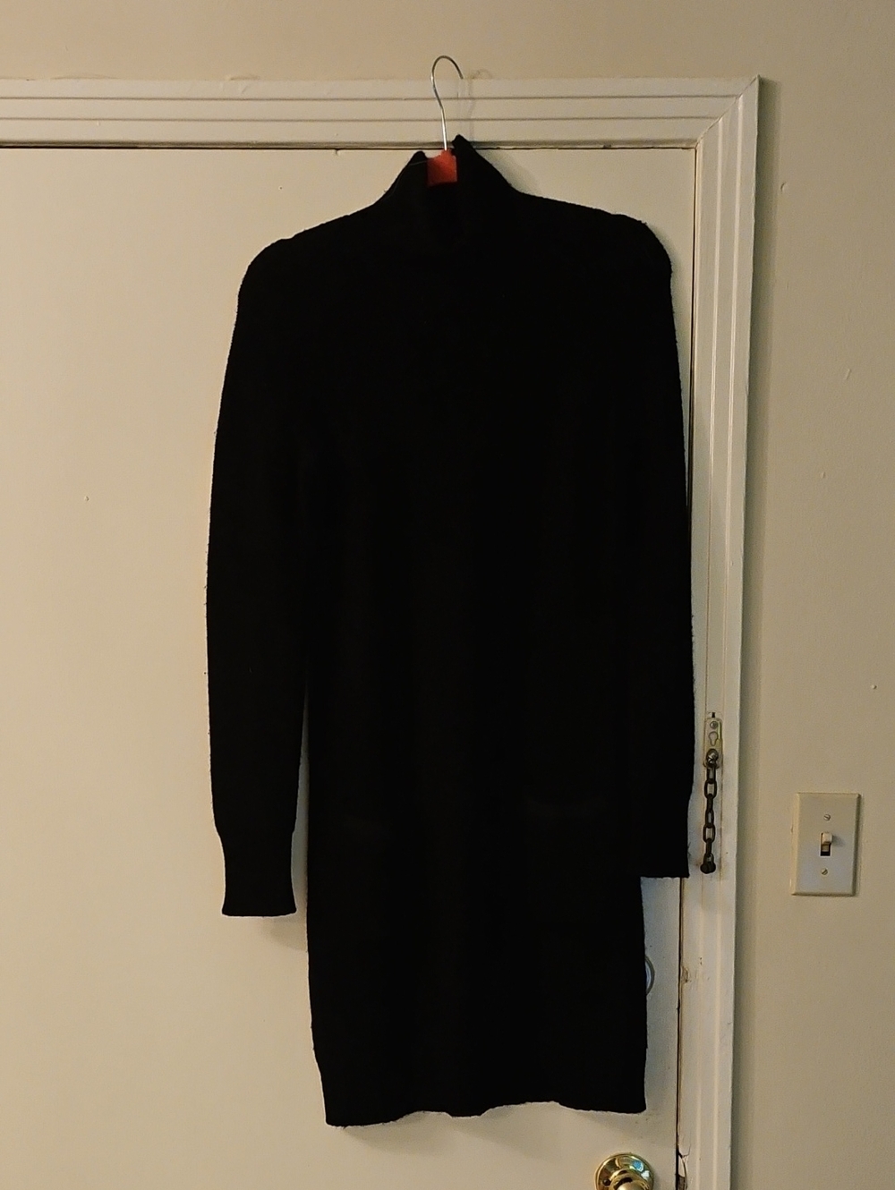 Black Turtleneck Longline Women's Sweater Dress